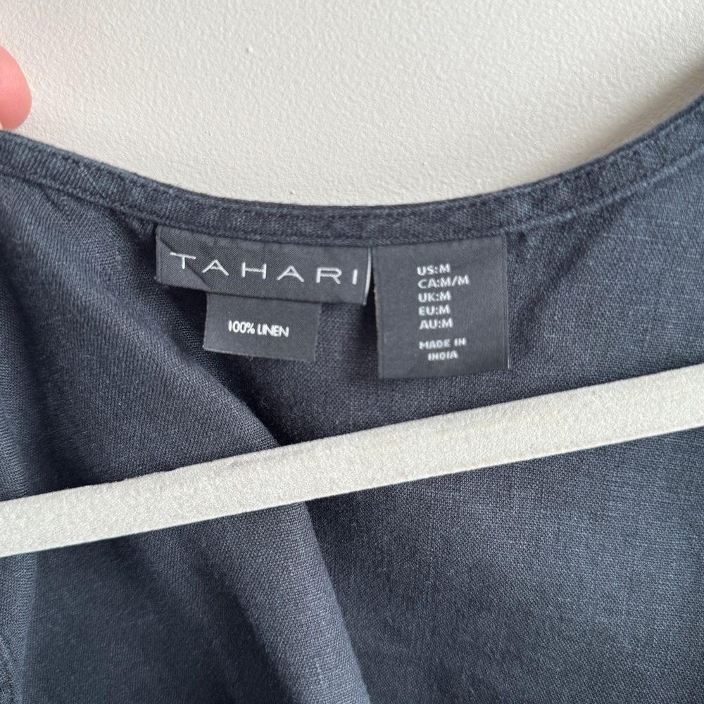 Tahari Black Linen Tank Top Women's Size M - Picture 2 of 7
